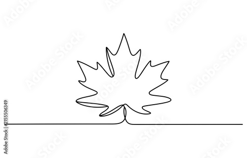 Continuous single line drawing of a maple leaf Vector, illustration