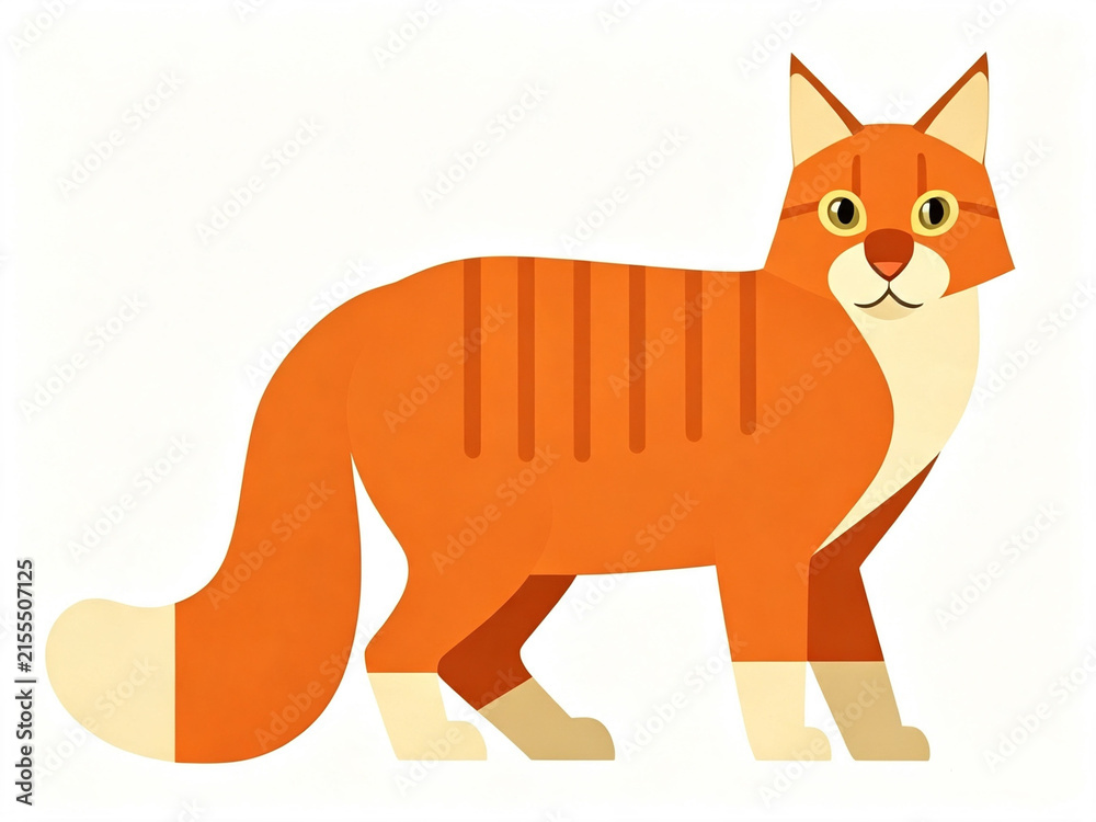 Fototapeta premium Illustration of a cat with a cute shape combined with orange colors