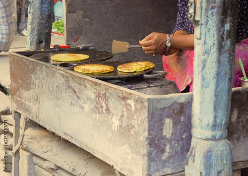 Wo Bara, a Traditional Newari Lentil Pancake Being Cooked in Kathmandu, Nepal