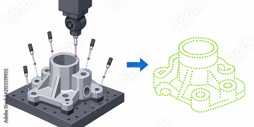 Tapety artystyczne Coordinate measuring machine probe inspection illustration