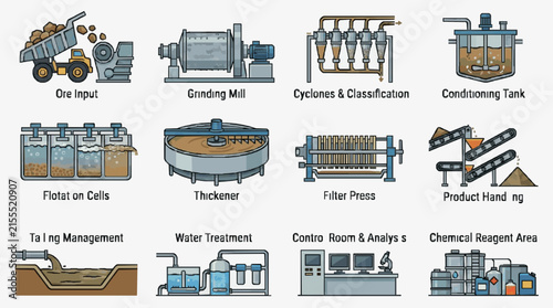 Modern Illustrated Guide to Mineral Processing Plant Equipment and Workflow with Colorful Step by Step Diagrams