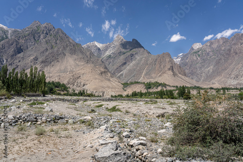 Summer mountain landscape view of Shigar valley in Karakoram range, Shigar, Gilgit Baltistan, Pakistan