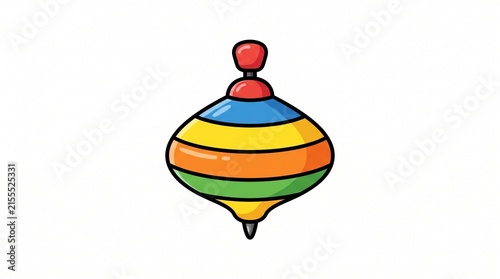 Colorful Spinning Top Toy Illustration Isolated on White Background