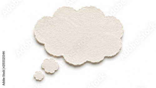Obraz na plátně Textured paper thought bubble cutout with rough handmade edges isolated on trans