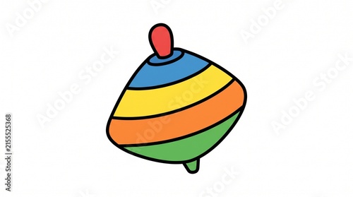 Colorful Traditional Wooden Spinning Top Toy in Motion