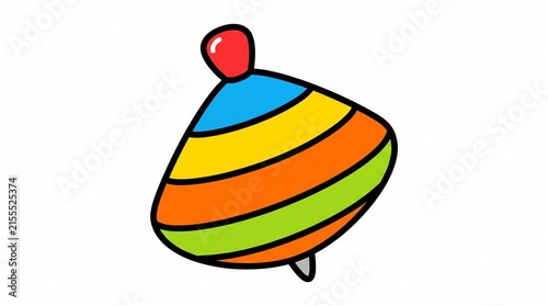 Colorful Toy Spinning Top Illustration on White Background