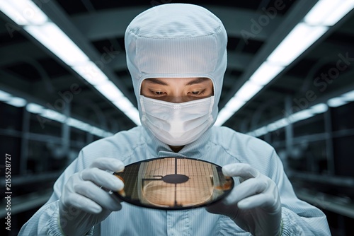 High-Tech Semiconductor Wafer Inspection in Cleanroom Environment