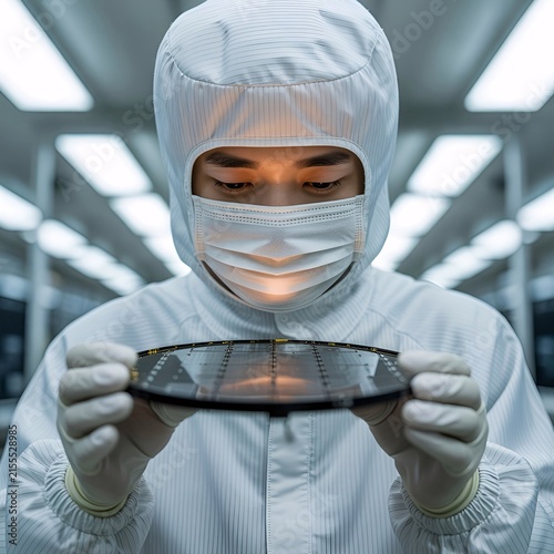 Microchip Quality Control by Cleanroom Specialist in Tech Lab