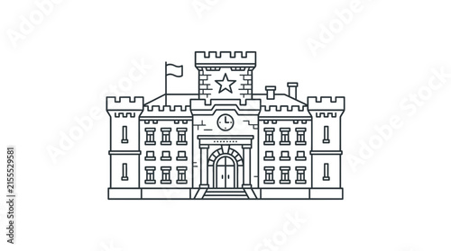 Fortress Building Icon Outline Vector Art