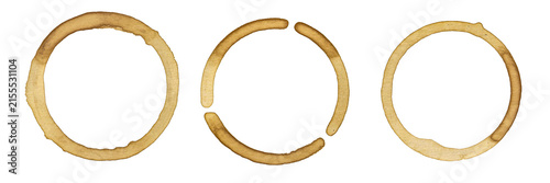 Set collection of real coffee stains, coffee rings, coffee imprints, coffee cup imprint, coffe print, isolated on transparent or white background png..