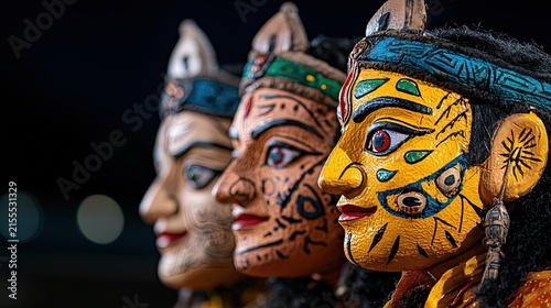 Traditional Indian Puppet Show Colorful Characters