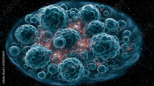 Cells are shown engaging and interacting in a scientific environment. This captures the details of cellular structures and activities.