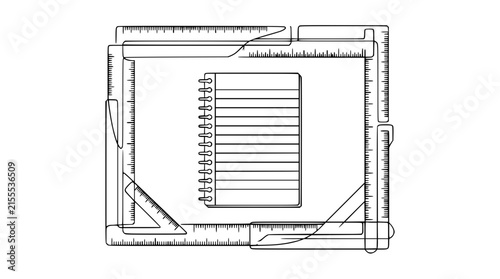 Drafting Tools and Notebook Isolated