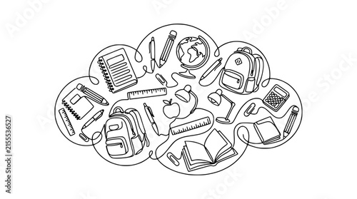 School Supplies Collection - Isolated Drawing on Transparent Background