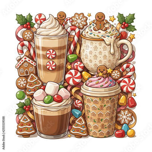 Festive Christmas Coffee Cups and Gingerbread Treats