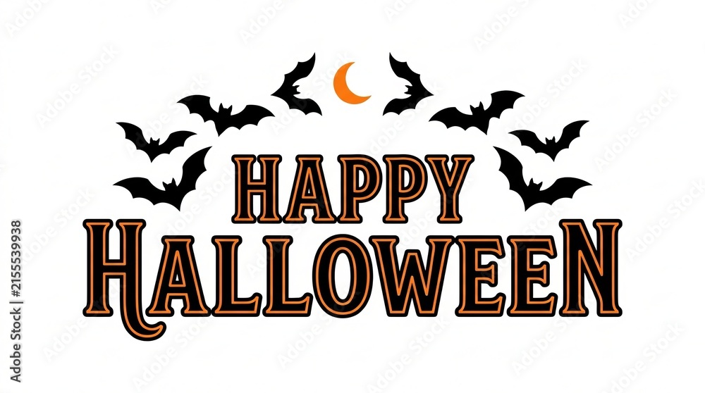 Obraz premium Halloween greeting with orange pumpkin and black bats on distressed paper background, typography greeting card