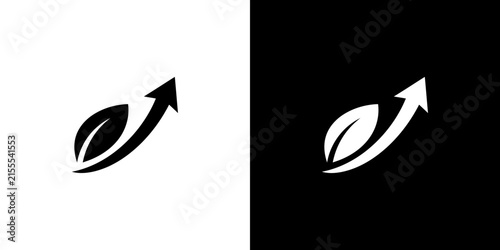Leaf with dynamic arrow representing environmental growth.