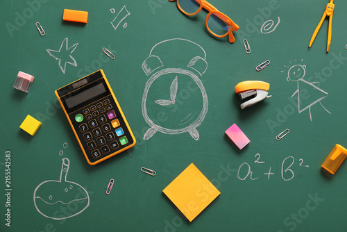 School supplies and chalk d...