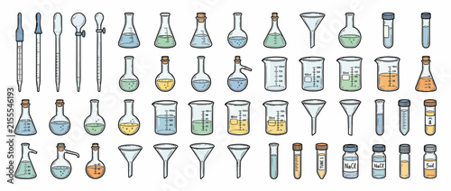 Isolated Hand Drawn Science Laboratory Equipment Collection