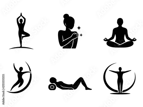 Premium Wellness, Self-Care & Healthy Lifestyle Silhouette Icon Collection