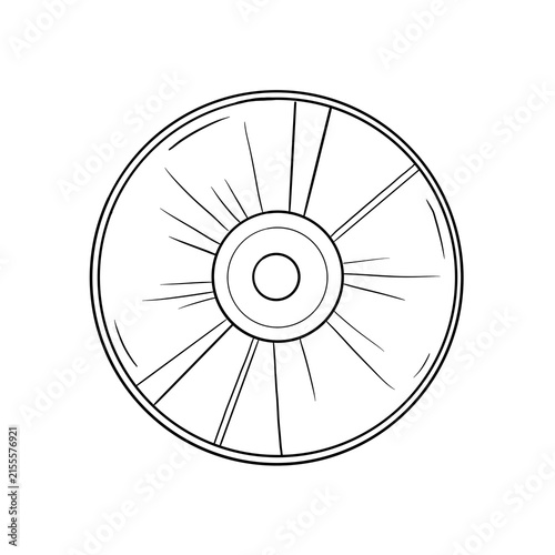 Картината върху платно Video Game Disc Black Line Art Outline Illustration