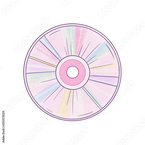 Картината върху платно Pastel Rainbow Game Disc CD DVD, Cute Kawaii Gamer Girl Gaming Illustration