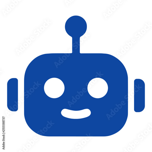 Chatbot Icon Vector, Blue Robot AI Assistant Symbol, Customer Support Bot Sign