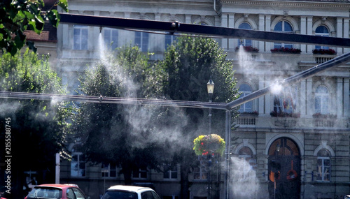 Photography fogging device, fog gate installed in urban areas cool down during hot summer days