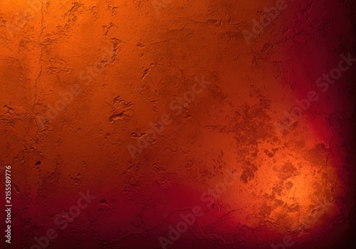 Textured dark red and orange wall surface with grunge effect and warm lighting