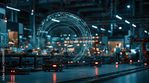 Engineers in Futuristic Automated Smart Factory