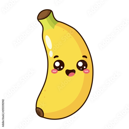 Cute Smiling Curved Banana Character Icon