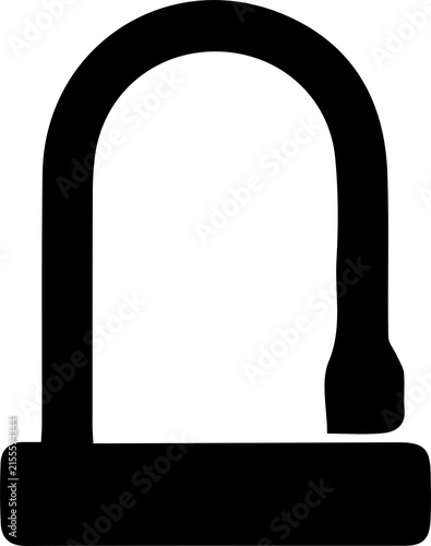 Quadro su tela Black silhouette of a u-lock for bicycle security isolated on a transparent background