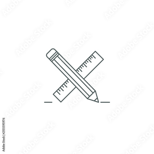 Pencil and Ruler Crossed Symbolizing Learning Tools Crossed Symbolizing