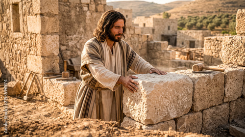 Symbolic biblical illustration of Jesus Christ as the Cornerstone.
