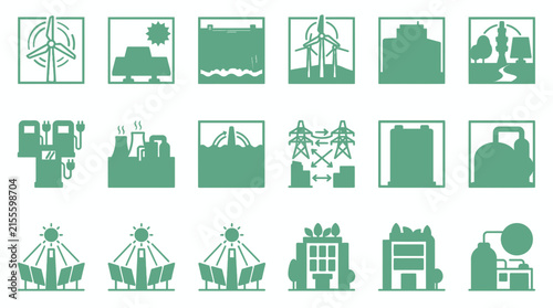 Renewable energy and industrial icons collection