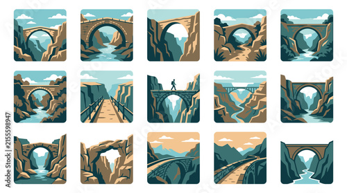 Scenic Stone Bridges in Mountain Valleys