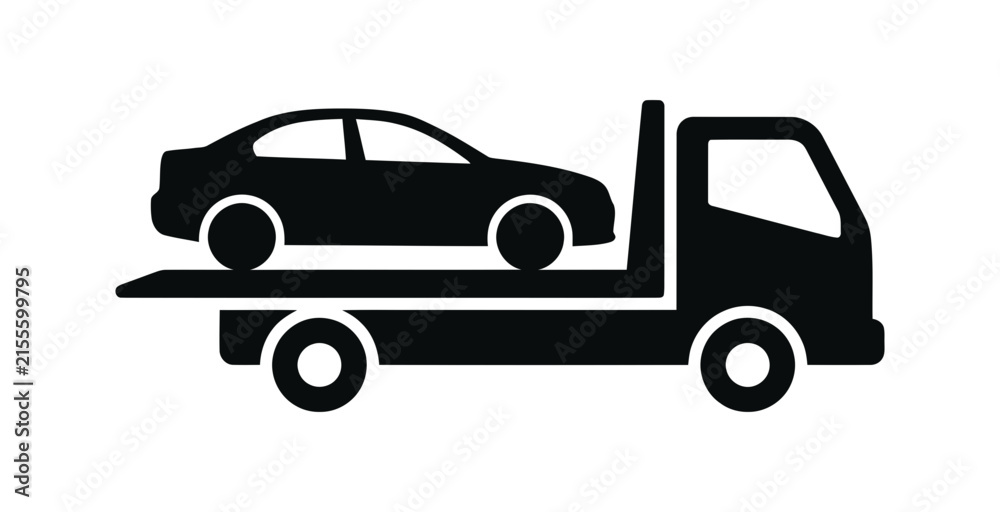 Naklejka premium Tow Truck Carrying Car Icon