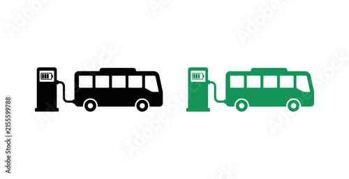Electric Bus Charging Station Icon Set