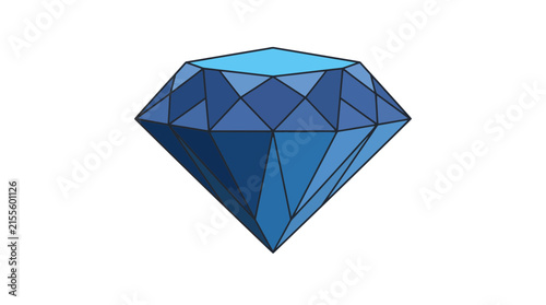 Blue polygonal diamond gemstone isolated on white background.