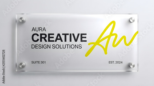 Obraz w ramie Modern Acrylic Glass Office Sign for Creative Agency Branding