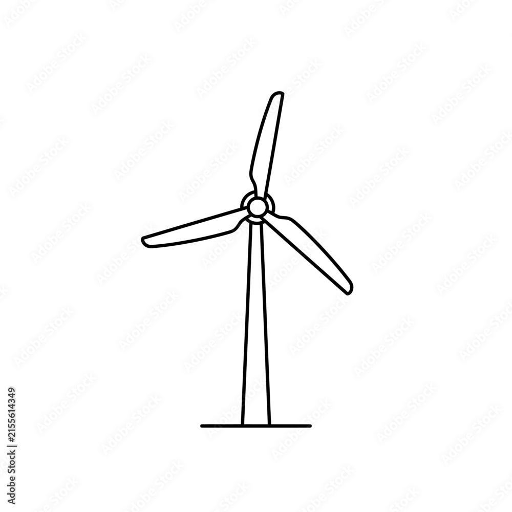 Fototapeta premium Wind Turbine Line Drawing an Educational Illustration for Renewable Energy