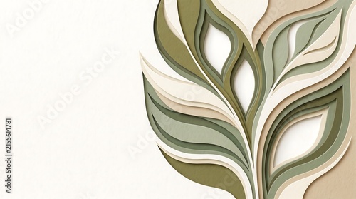 Abstract botanical leaves carved in wood with natural textures