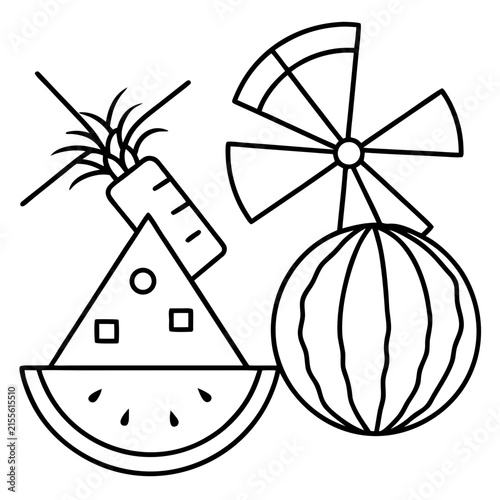 Watermelon Windmill Cutter line art vector