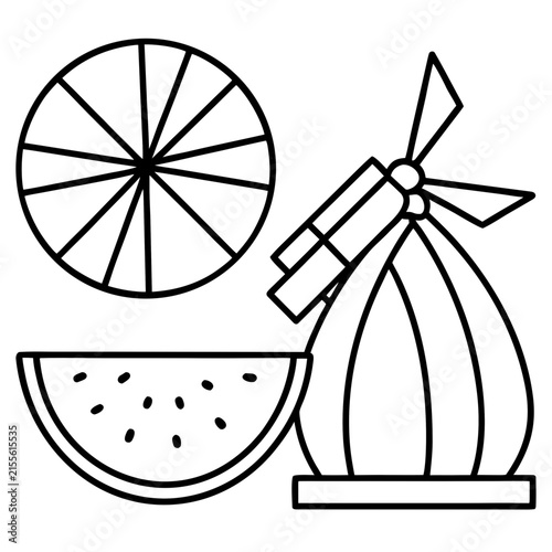 Watermelon Windmill Cutter line art vector