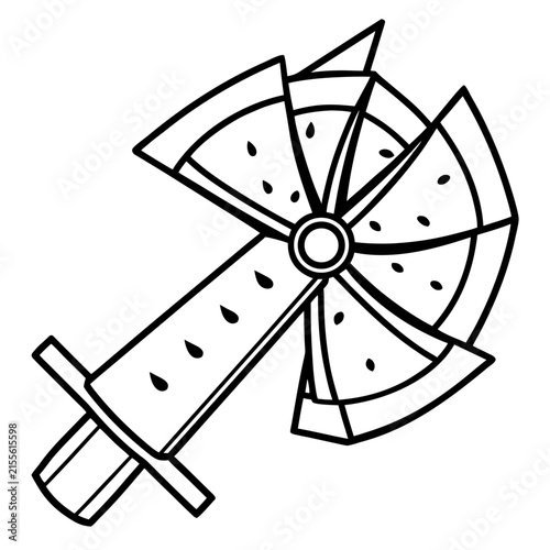 Watermelon Windmill Cutter line art vector