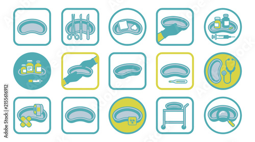 Medical icons set for healthcare and treatment