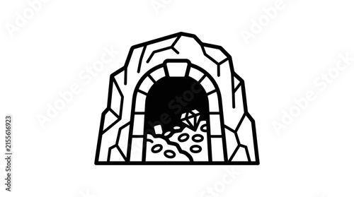 Mining tunnel with gemstones and ore