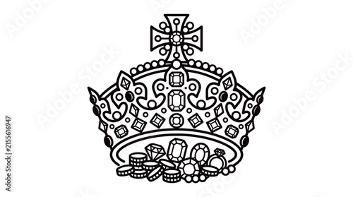 Ornate Crown with Jewels and Coins