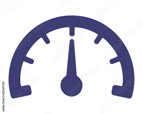 Speedometer Icon Vector, Navy Blue Gauge Dial Symbol, Speed Meter Performance Sign
