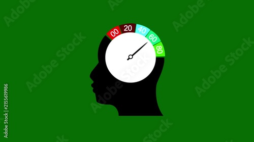health rate secretion. Gradient scale. Hormone level measuring device as human head. cortisol meter, mental health gauge. 4k animation video on white